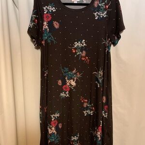 LuLaRoe Black Floral Mini Dress